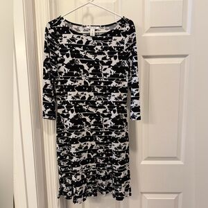 White House Black Market Monochrome Floral Dress